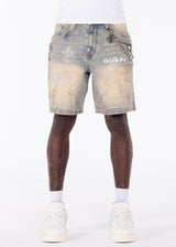 Faded Cross Denim Shorts