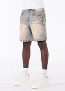 Faded Cross Denim Shorts