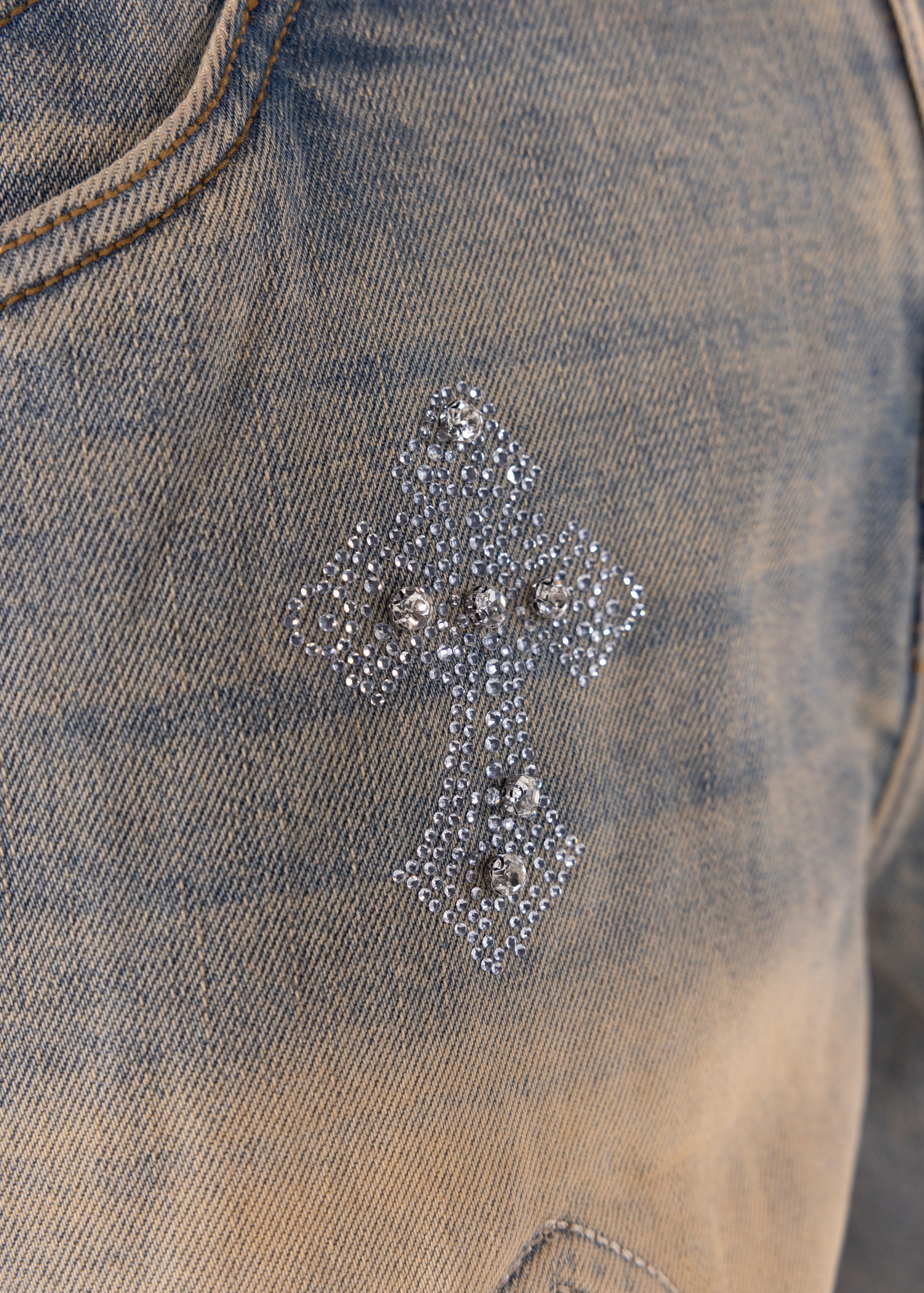 Faded Cross Denim Shorts – GUAPI CLOTHING FZ-LLC