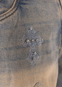 Faded Cross Denim Shorts