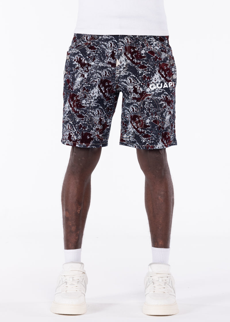 Wine Red Laser Velvet Shorts