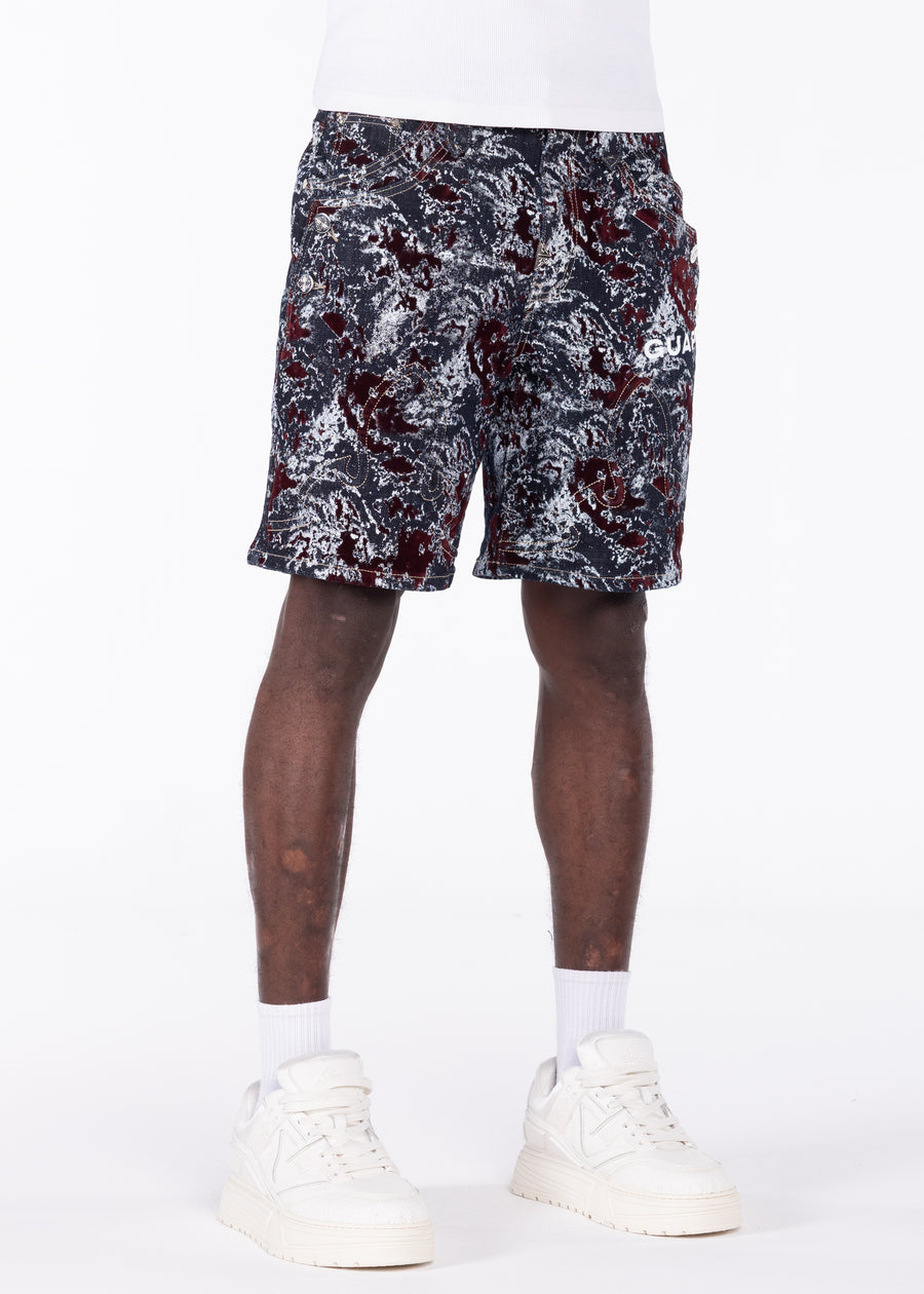 Wine Red Laser Velvet Shorts