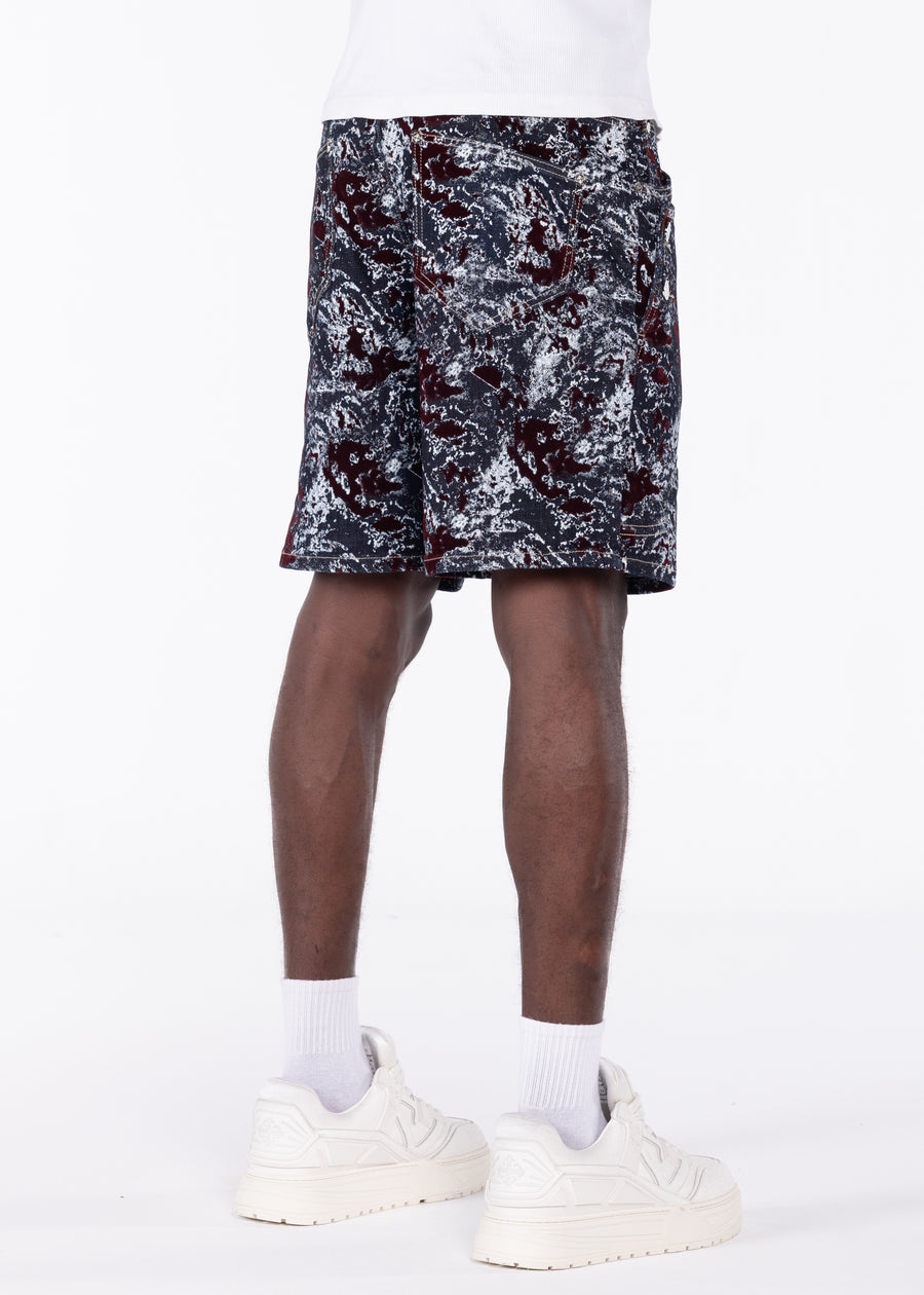 Wine Red Laser Velvet Shorts
