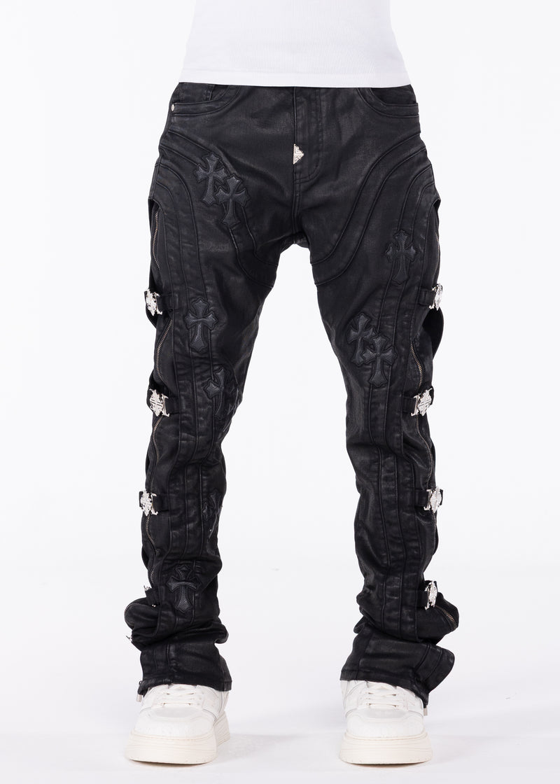 All Black Cross Buckle Denim