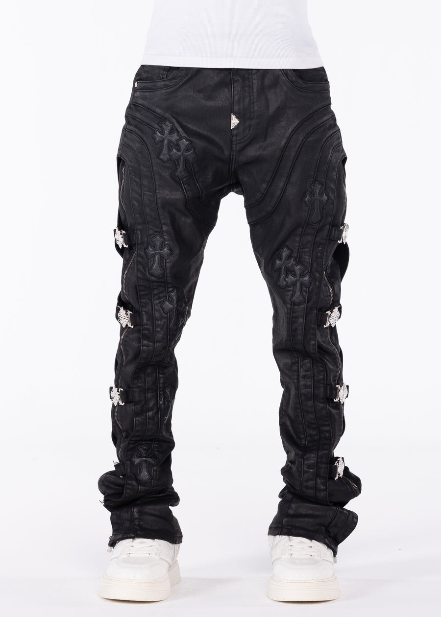 All Black Cross Buckle Denim