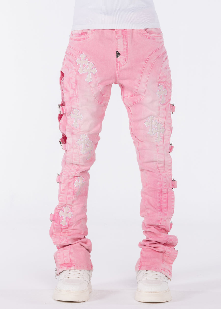 French Rose Cross Buckle Denim