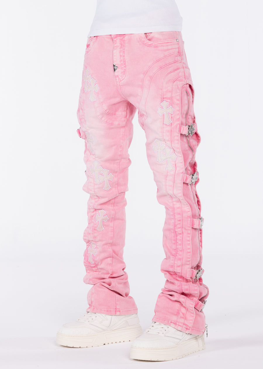 French Rose Cross Buckle Denim