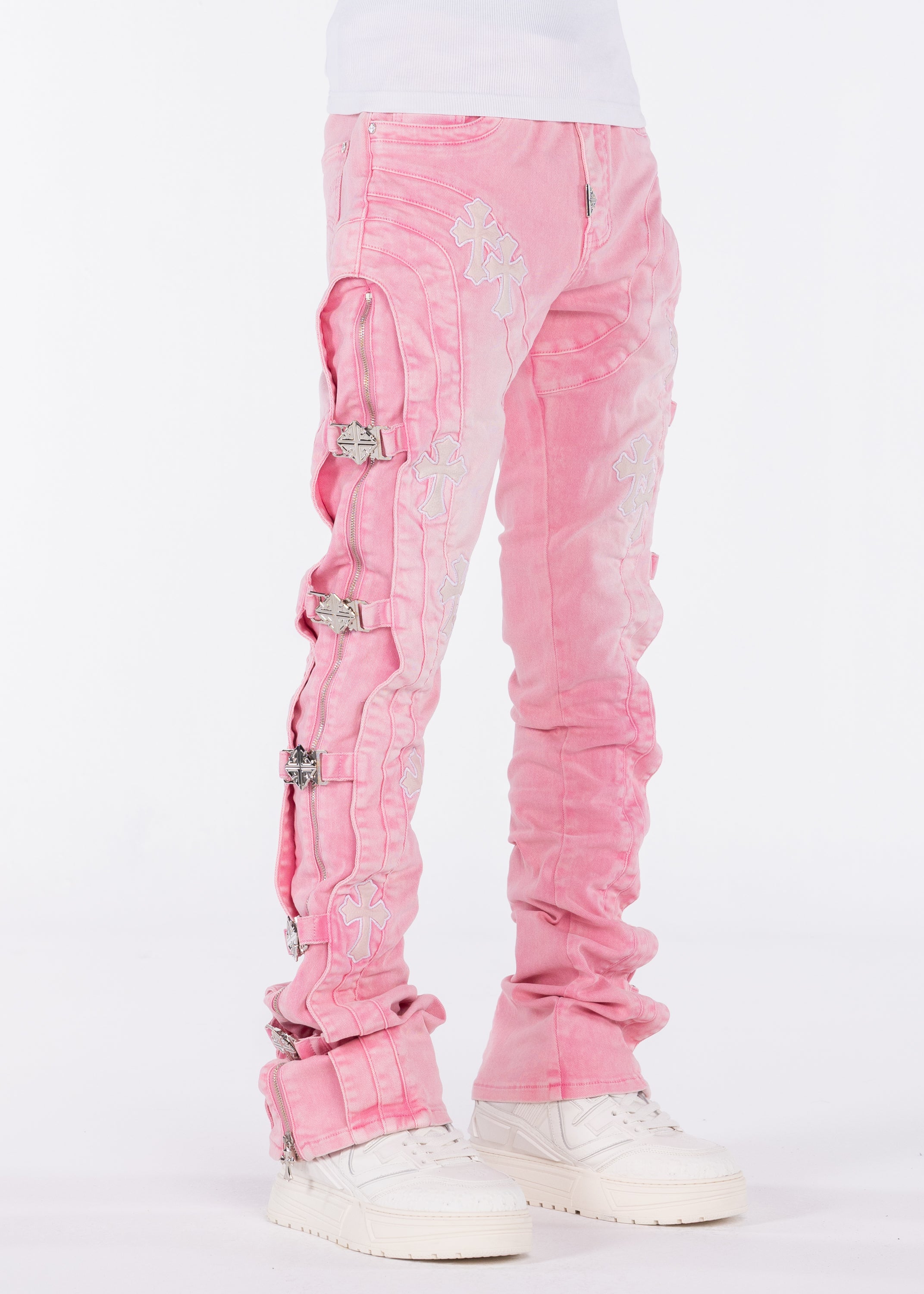 French Rose Cross Buckle Denim – GUAPI CLOTHING FZ-LLC