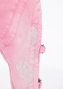 French Rose Cross Buckle Denim