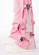 French Rose Cross Buckle Denim