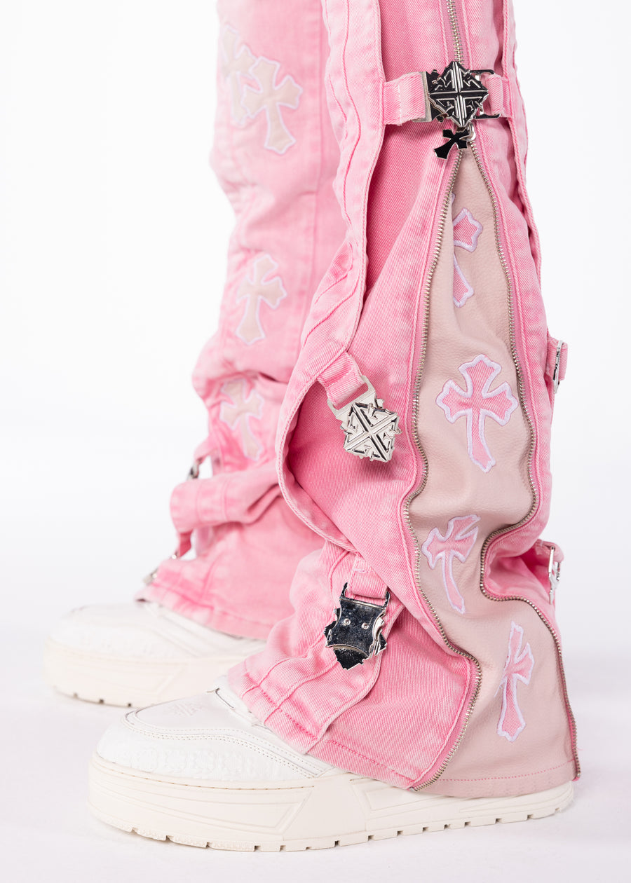French Rose Cross Buckle Denim