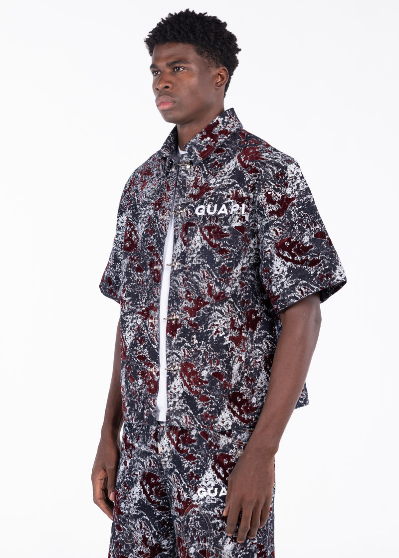 Wine Red Laser Velvet Shirt