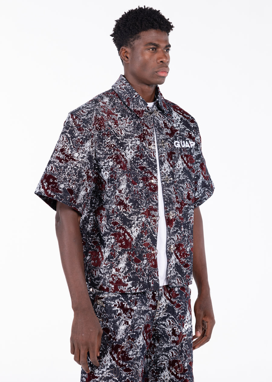 Wine Red Laser Velvet Shirt