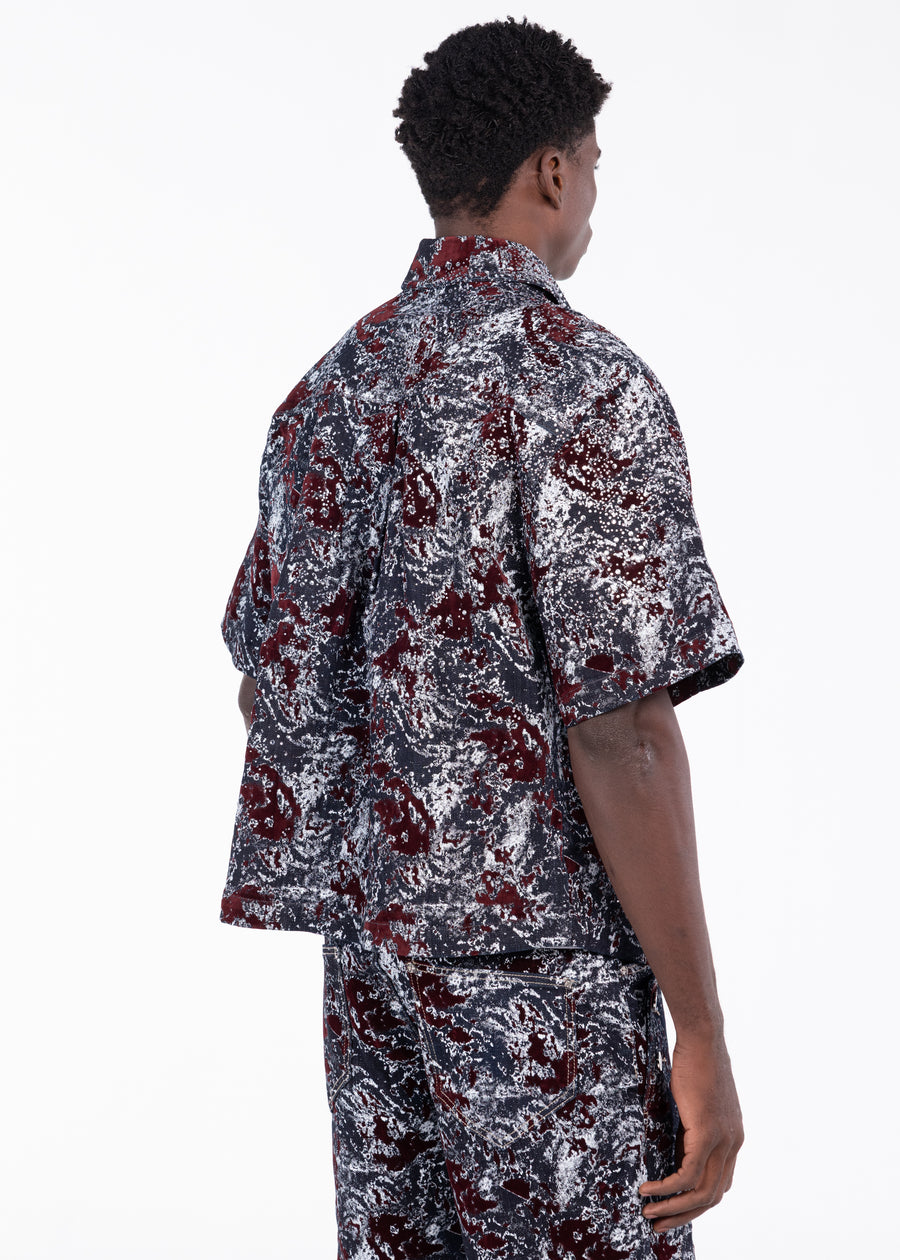 Wine Red Laser Velvet Shirt
