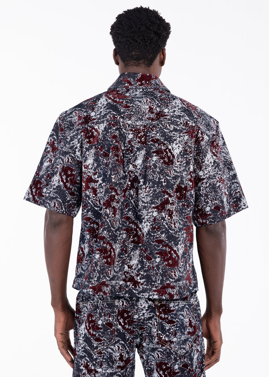 Wine Red Laser Velvet Shirt