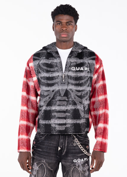 Blood Red Skeleton Half Zip Hoodie – GUAPI CLOTHING FZ-LLC