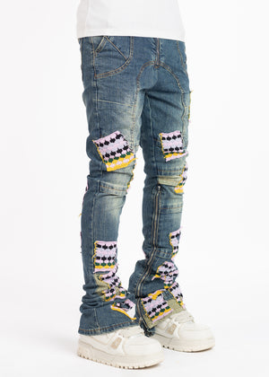 French Rose Knit Patches Denim