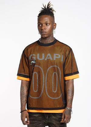 タイガーオレンジメッシュフットボールTシャツ