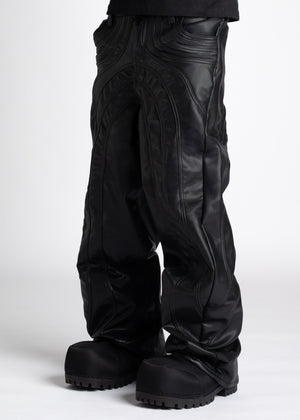 Obsidian Black Baggy Leather Pant