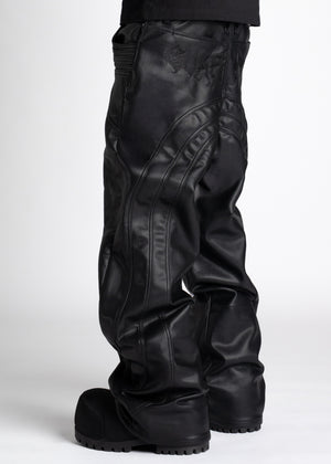 Obsidian Black Baggy Leather Pant