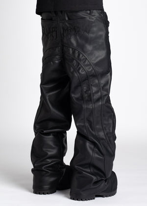 Obsidian Black Baggy Leather Pant
