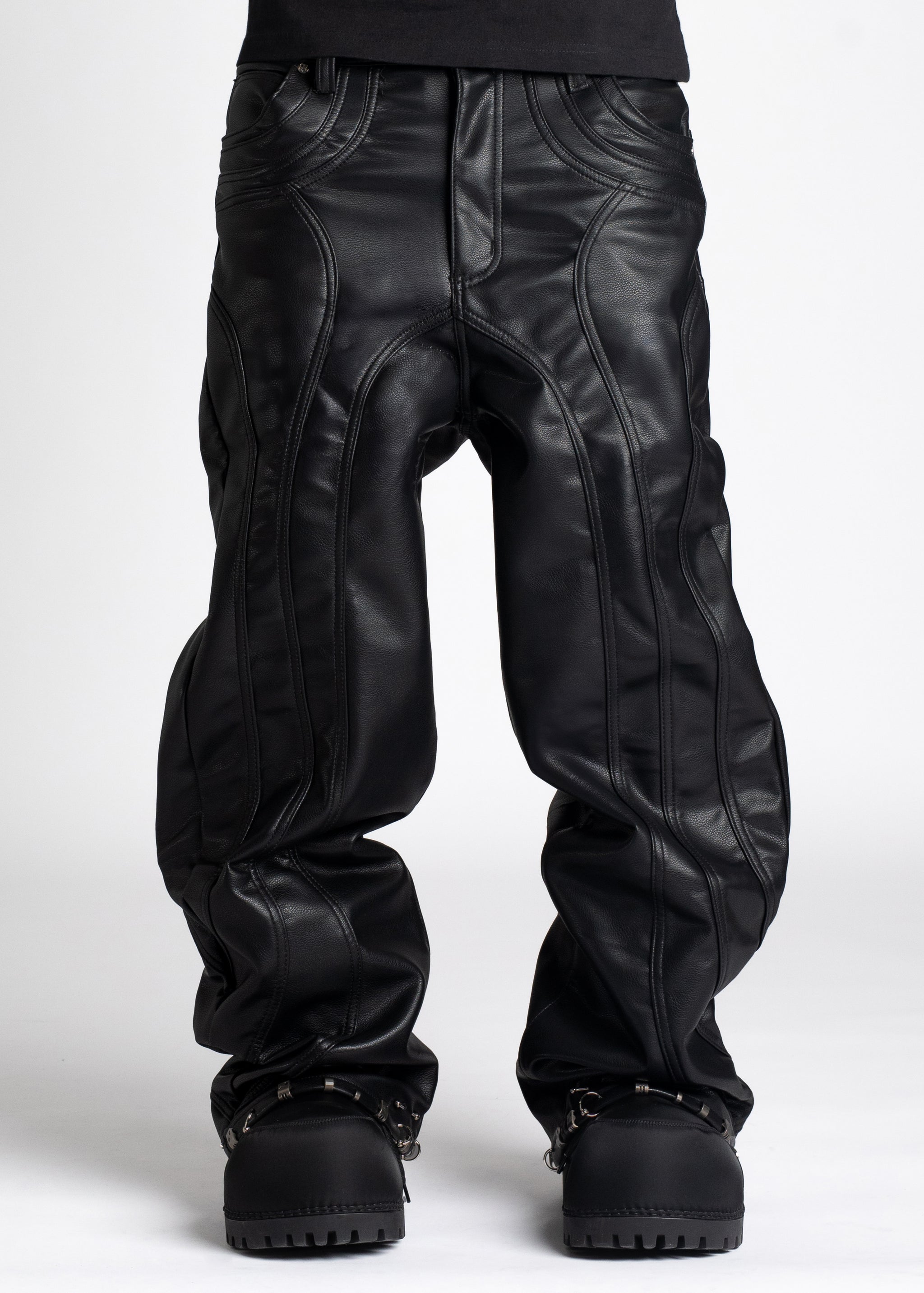 Obsidian Black Piercing Leather Pant