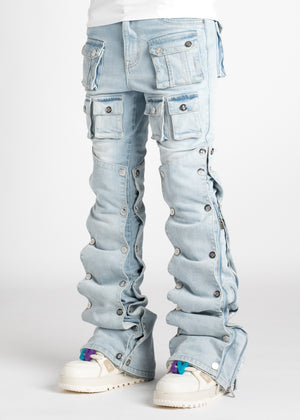 Aqua Blue Stacked Premium Denim