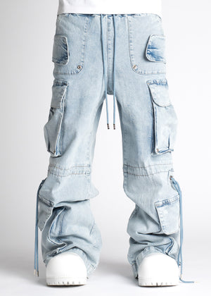 Aqua Blue Cargo Denim