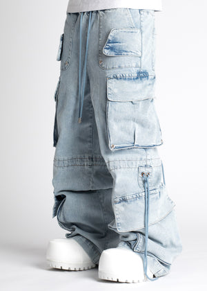 Aqua Blue Cargo Denim