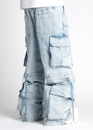 Aqua Blue Cargo Denim