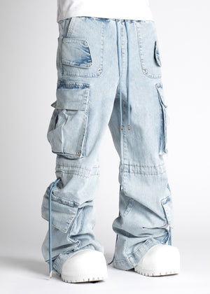 Aqua Blue Cargo Denim