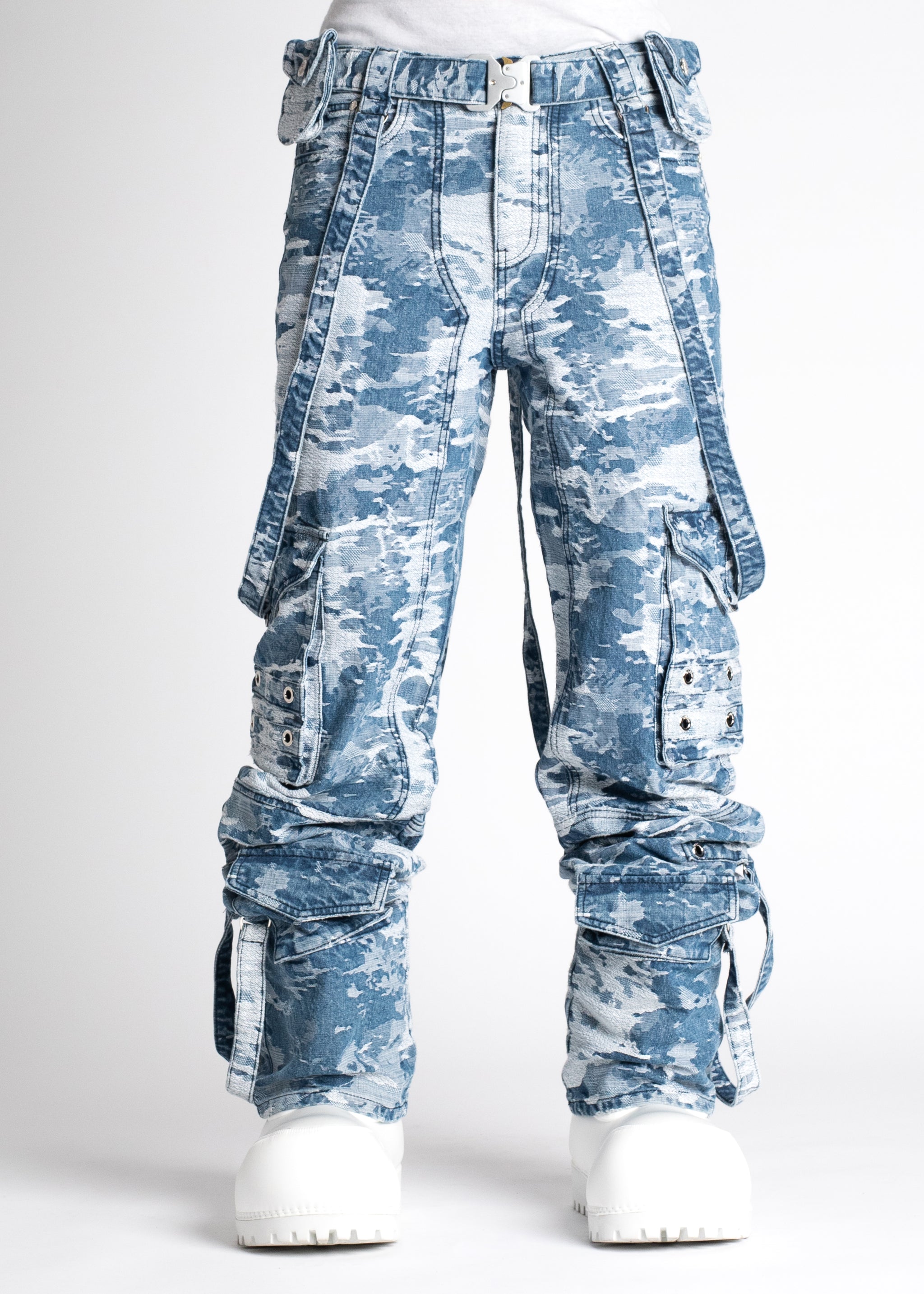 Aqua Blue Distressed Raver Premium Denim