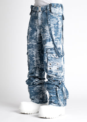 Aqua Blue Distressed Raver Premium Denim