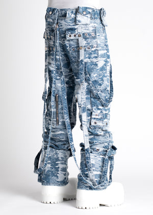 Aqua Blue Distressed Raver Premium Denim