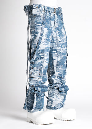 Aqua Blue Distressed Raver Premium Denim