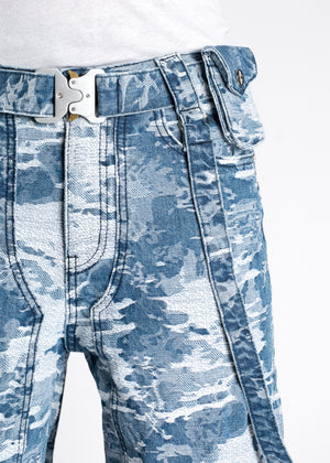 Aqua Blue Distressed Raver Premium Denim