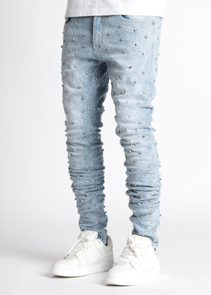 Steel Blue Embellished Denim