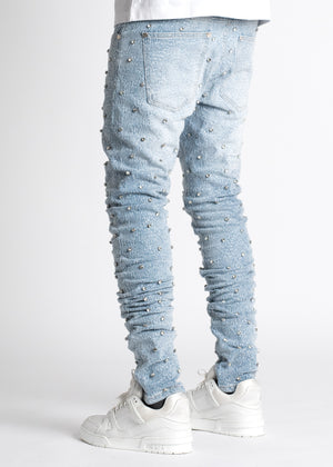 Steel Blue Embellished Denim