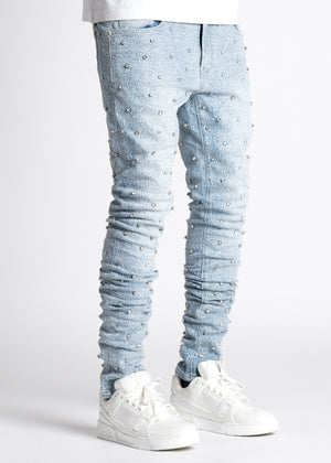 Steel Blue Embellished Denim