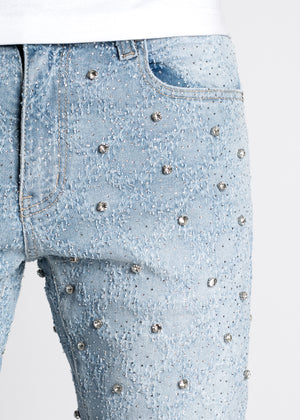 Steel Blue Embellished Denim