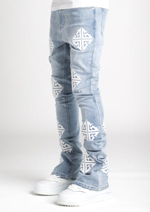 Aqua Blue Icon Stacked Denim