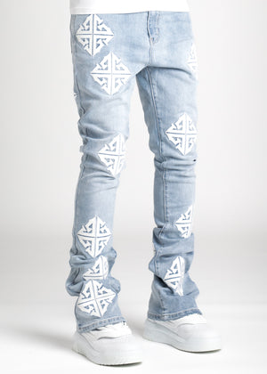 Aqua Blue Icon Stacked Denim