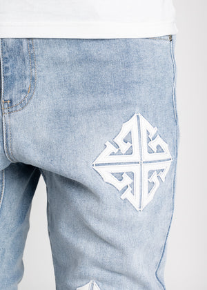 Aqua Blue Icon Stacked Denim