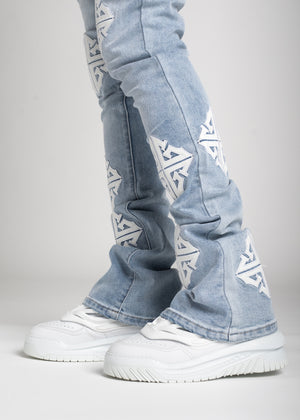 Aqua Blue Icon Stacked Denim