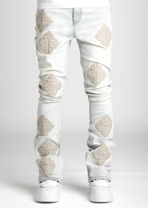 Powder Blue Icon Stacked Denim