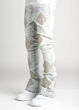 Powder Blue Icon Stacked Denim