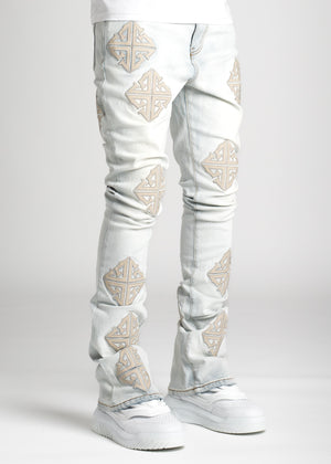 Powder Blue Icon Stacked Denim