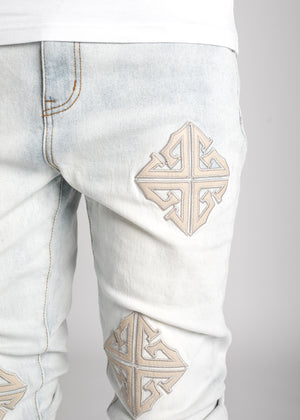 Powder Blue Icon Stacked Denim