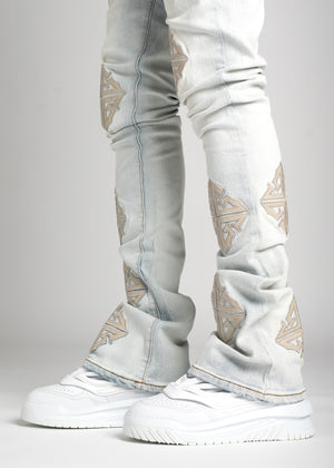 Powder Blue Icon Stacked Denim