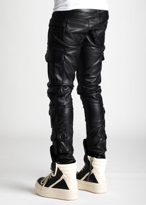 All Black Cargo Leather Pant
